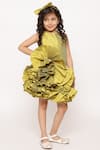 Buy_JANYAS CLOSET_Green Taffeta Silk Ruffle Dream Short Dress _at_Aza_Fashions