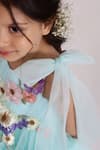 JANYAS CLOSET_Blue Net Embellished Flower Kayo Princess Party Dress _at_Aza_Fashions