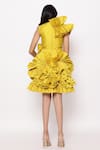 Shop_JANYAS CLOSET_Yellow Taffeta Silk Ruffle Solid Detailed Dress _at_Aza_Fashions