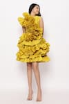 Buy_JANYAS CLOSET_Yellow Taffeta Silk Ruffle Solid Detailed Dress _Online_at_Aza_Fashions