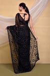 Shop_Nazaakat by Samara Singh_Black Net Embroidered Floral Vine Saree With Unstitched Blouse Piece_at_Aza_Fashions