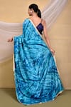 Shop_Nazaakat by Samara Singh_Blue Saree Satin Crepe Printed Tie Dye With Unstitched Blouse Piece_at_Aza_Fashions