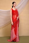 Buy_Nazaakat by Samara Singh_Red Georgette Embroidered Sequins Saree With Unstitched Blouse Piece_Online_at_Aza_Fashions