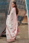 KARAJ JAIPUR_Red Kurta And Dupatta Pure Mul Chanderi Printed Jaal Leaf Pattern Pant Set _at_Aza_Fashions