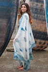 Buy_KARAJ JAIPUR_Blue Kurta And Dupatta Pure Mul Chanderi Printed Floral Jaal Pattern Pant Set _Online_at_Aza_Fashions