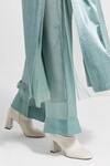 Three_Green Organza Plain High Waist Flared Pant  _at_Aza_Fashions