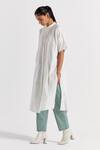 Buy_THREE_Green Poplin Plain New Narrow Pant  _at_Aza_Fashions