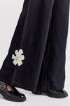 Buy_Three_Black Handloom Cotton Embroidery Floral Applique Cargo Pant  _Online_at_Aza_Fashions
