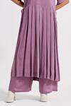 Buy_Three_Purple Bemberg Solid Plain High-waisted Broad Pant  _Online_at_Aza_Fashions