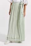 Shop_THREE_Green Shirt Poplin Plain Collar With Asymmetric Pleated Skirt _Online_at_Aza_Fashions