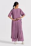 Shop_Three_Purple V-neck Pleated Tunic And Pant Set _at_Aza_Fashions