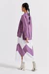 Shop_THREE_Purple Poplin Chevron Patch Jumper Puffed Sleeve With Pattern Tunic _at_Aza_Fashions
