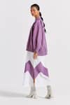 Shop_THREE_Purple Poplin Chevron Patch Jumper Puffed Sleeve With Pattern Tunic _Online_at_Aza_Fashions