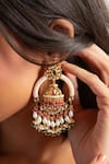 Buy_PREETI MOHAN_Red Onyx Svara Embellished Chandbali Earrings _at_Aza_Fashions