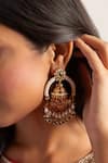 Shop_PREETI MOHAN_Red Onyx Svara Embellished Chandbali Earrings _at_Aza_Fashions