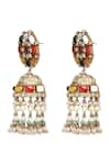 Shop_PREETI MOHAN_Multi Color Navratan Kanakya Embellished Jhumka Earrings _at_Aza_Fashions