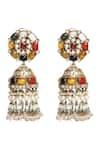 PREETI MOHAN_Multi Color Navratan Kanakya Embellished Jhumka Earrings _Online_at_Aza_Fashions