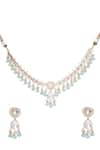 Shop_PREETI MOHAN_Green Moissanite Menka Embellished Choker Necklace Set _at_Aza_Fashions