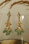 Shop_Do Taara_Green Kundan Studded Earrings _at_Aza_Fashions