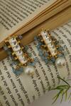 Shop_Do Taara_Blue Pearls, Diamonds, Stones Geometric Shaped Earrings _at_Aza_Fashions