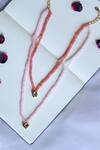 Shop_Do Taara_Pink Onyx Embellished Layered Necklace _at_Aza_Fashions