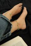 Buy_Do Taara_Blue Pearl Embellished Anklets _at_Aza_Fashions