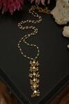 Shop_Do Taara_Gold Plated Pearl Embellished Kundan Unit Necklace _at_Aza_Fashions