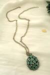 Shop_Do Taara_Green Cubic Zirconia Celeste Turquoise Stone Pendant Necklace _at_Aza_Fashions