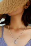 Buy_Do Taara_Silver Plated Cubic Zirconia Victorian Spark Faux Diamond Pendant Necklace _at_Aza_Fashions