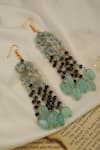 Shop_Do Taara_Blue Natural Stone And Onyx Embellished Chandelier Danglers _at_Aza_Fashions