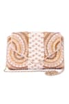 Buy_The Purple Sack_Peach Crystal Embroidered Clutch _at_Aza_Fashions