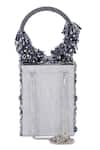 Shop_The Purple Sack_Grey Crystal Bead Embroidered Clutch _at_Aza_Fashions