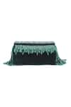 Shop_The Purple Sack_Emerald Green Sequin Hand Embroidered Clutch _Online_at_Aza_Fashions