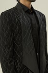 Shop_Aryavir Malhotra_Black Japanese Polyester Embroidered Cutdana Full Sleeve Blazer And Pant Set _Online_at_Aza_Fashions