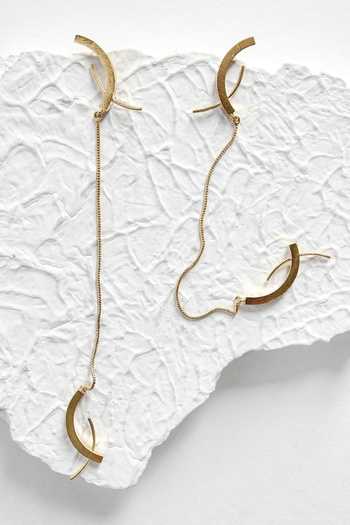 Shop_DE'Anma_Gold Plated Roho Abstract Earrings _at_Aza_Fashions