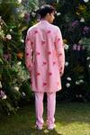 Shop_Shyam Narayan Prasad_Pink Cotton Silk Hand Block Printed Floral Kurta And Trouser Set _at_Aza_Fashions