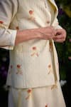 Buy_Shyam Narayan Prasad_White Chanderi Hand Block Printed Floral Pattern Waistcoat Kurta Set _Online_at_Aza_Fashions