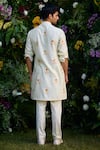 Shop_Shyam Narayan Prasad_White Chanderi Hand Block Printed Floral Pattern Kurta And Trouser Set  _at_Aza_Fashions