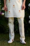 Shyam Narayan Prasad_White Chanderi Hand Block Printed Floral Pattern Kurta And Trouser Set  _Online_at_Aza_Fashions