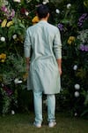 Shop_Shyam Narayan Prasad_Green Kurta Cotton Silk Patchwork Embroidered Print And Trouser Set _at_Aza_Fashions