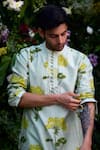 Shyam Narayan Prasad_Green Chanderi Hand Block Printed Floral Kurta And Trouser Set  _Online_at_Aza_Fashions