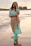 Buy_Saundh_Green Kurta Cotton Linen Embellished Lace V Neck Kinari Neckline Set 