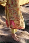 Saundh_Green Kurta Muslin Silk Printed Botanical Leaf Neck Imara Set _Online_at_Aza_Fashions