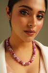 Buy_Kastiya Jewels_Pink Quartz Semi Precious Gemstone Necklace_at_Aza_Fashions