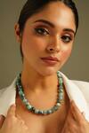 Buy_Kastiya Jewels_Green Quartz Semi Precious Gemstone Necklace_at_Aza_Fashions