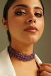 Buy_Kastiya Jewels_Purple Natural Amethyst Semi Precious Gemstone Choker _at_Aza_Fashions