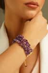 Buy_Kastiya Jewels_Purple Natural Amethyst Semi Precious Gemstone Layered Bracelet _at_Aza_Fashions