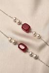 Shop_Kastiya Jewels_Red Pearl Semi Precious Gemstone Embellished Pair Of Anklets_at_Aza_Fashions