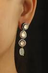 Buy_Do Taara_Silver Plated Crystals, Diamonds Victorian Polki Embellished Earrings _at_Aza_Fashions
