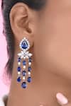 Buy_DIOSA PARIS JEWELLERY_Blue Smocking, Diamonds Sapphire Embellished Tassel Earrings _at_Aza_Fashions